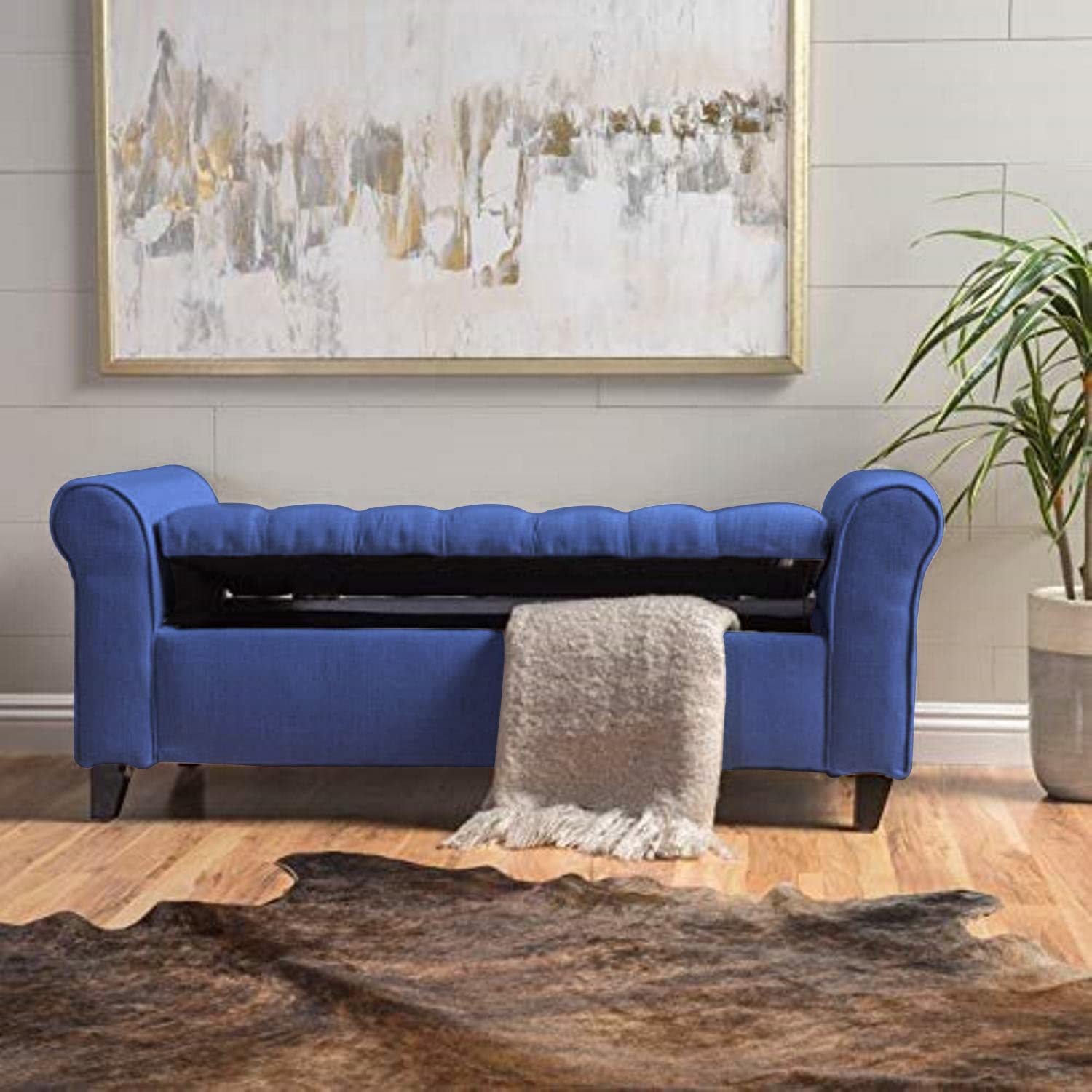 Toronto 2 Seater Fabric Storage Ottoman Bench Sette Pouffe Puffy for Foot Rest - Torque India