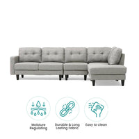 Torque - Alfredo 5 Seater Fabric L Shape Sofa for Living Room - Torque India