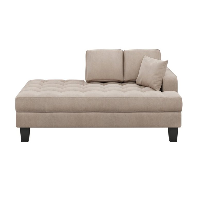 Torque India Alfonso Tufted Chaise Longue Sofa Couch Sofa Armchair Chaise Relax Lounger - Beige - TorqueIndia