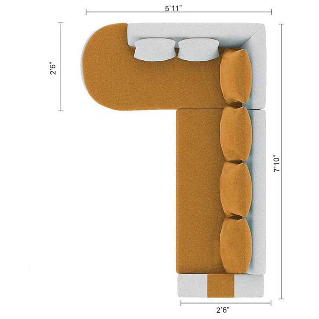 Torque India Christie 6 Seater L Shape Corner Sofa for Living Room | 6 Seater L Shape Sofa - Torque India