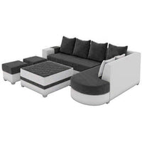 Torque India Christie L Shape 8 Seater Sofa Set with Centre Table and 2 Puffy | L Shape 8 Seater Sofa Set - Torque India