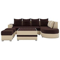 Torque India Christie L Shape 8 Seater Sofa Set with Centre Table and 2 Puffy | L Shape 8 Seater Sofa Set - Torque India