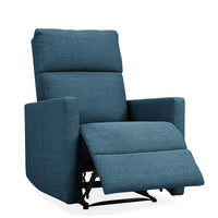 Torque India - Darcy Blue Fabric Upholstered Recliner Chair/Armchair Sofa with Retractable Footrest - TorqueIndia