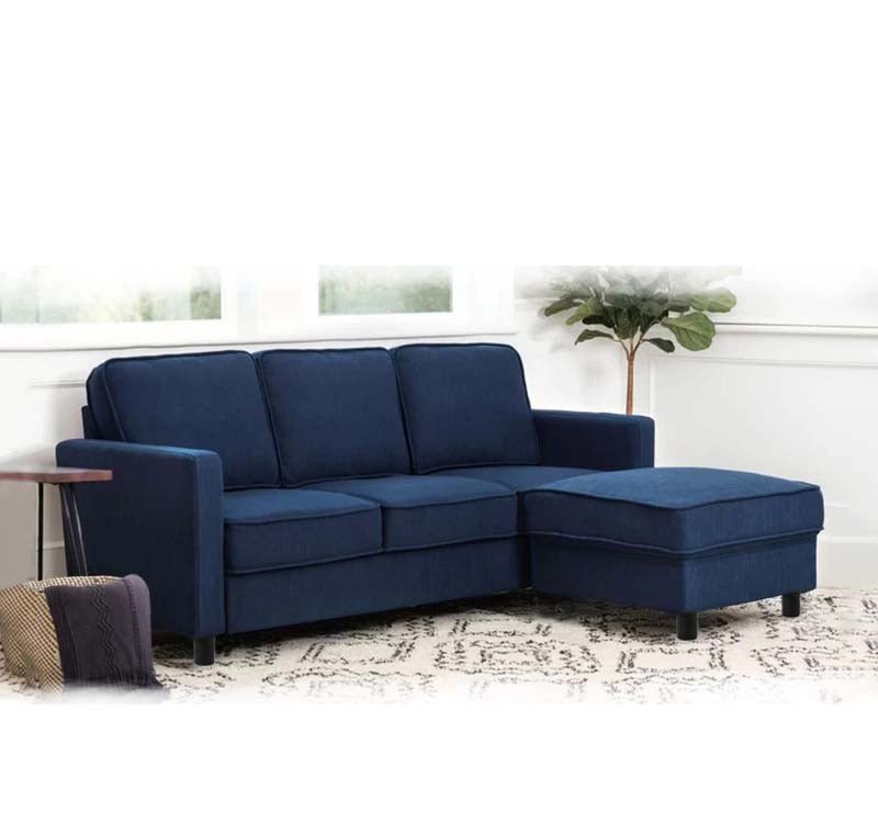 Torque India Federica 3 Seater Fabric Sofa With Ottoman For Living Room - TorqueIndia