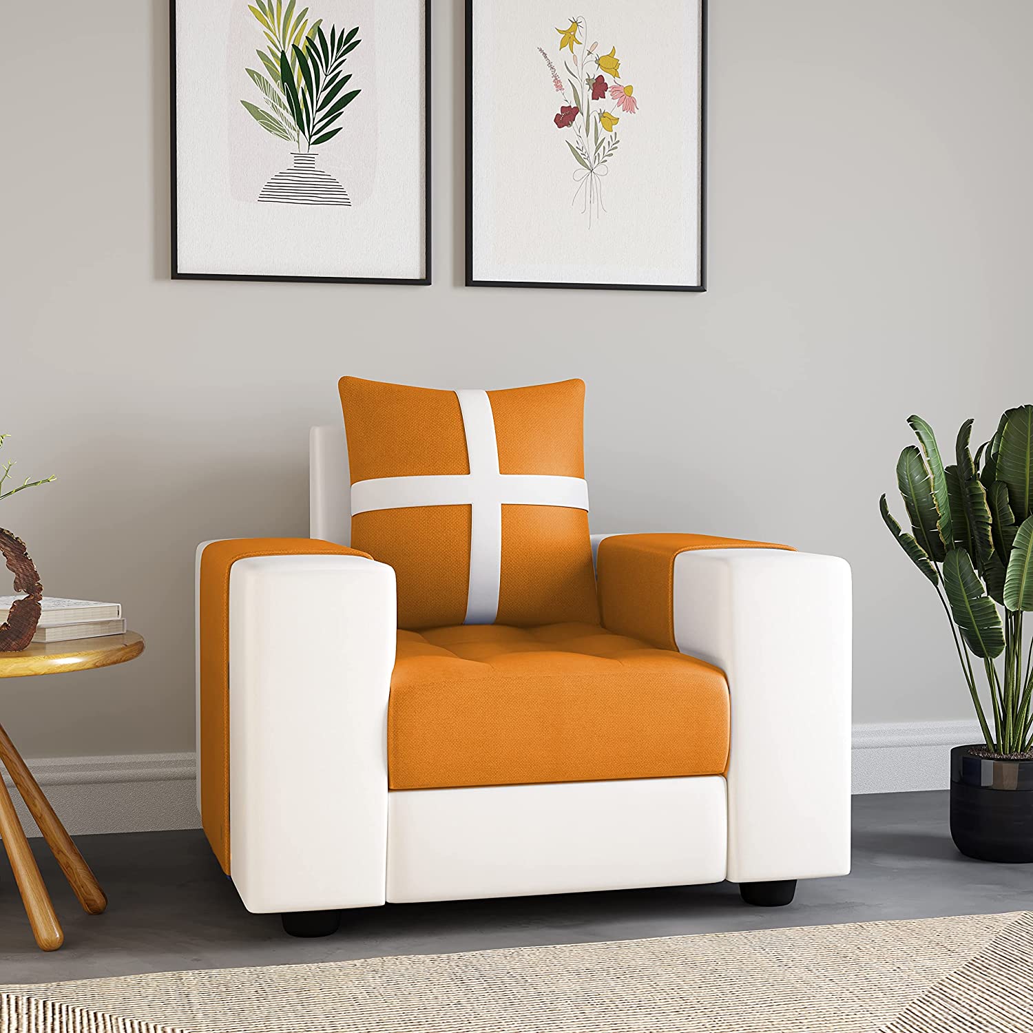 Torque India Jamestown 1 Seater Fabric Sofa for Living Room - TorqueIndia