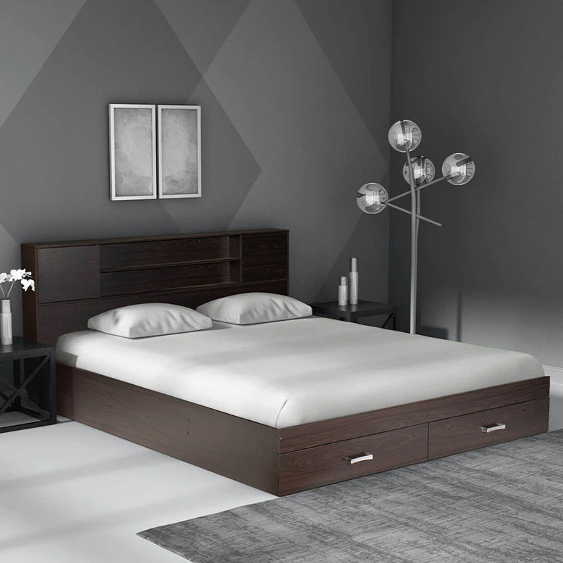 Torque India Jonas King Size Bed With Drawer Storage For Bedroom (Brown) - TorqueIndia