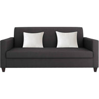 Torque India Kosmo 3 Seater Fabric Sofa With Cushion For Living Room (Black) | 3 Seater Black Fabric Sofa - TorqueIndia