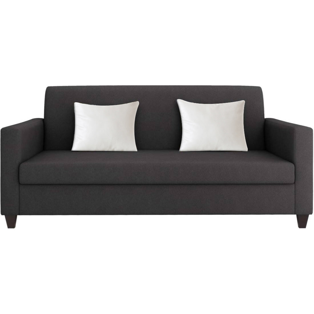 Torque India Kosmo 3 Seater Fabric Sofa With Cushion For Living Room (Black) | 3 Seater Black Fabric Sofa - TorqueIndia