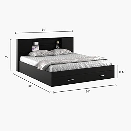 Torque India Lucy King Size Bed With Storage For Bedroom (Brown) - Torque India