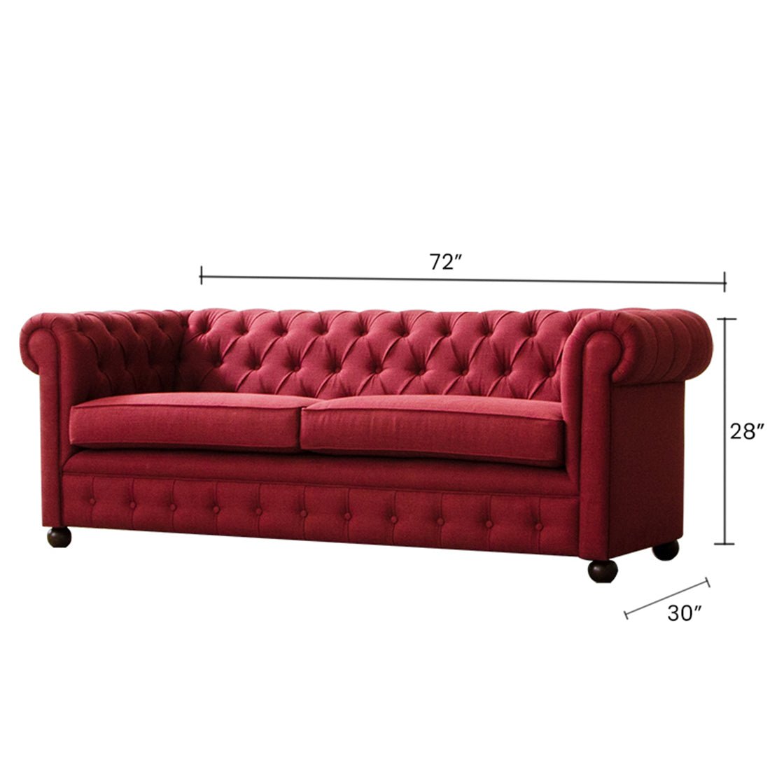 Torque India Marcus solid Wood 3 Seater Fabric Chesterfield Sofa for Living Room - Torque India