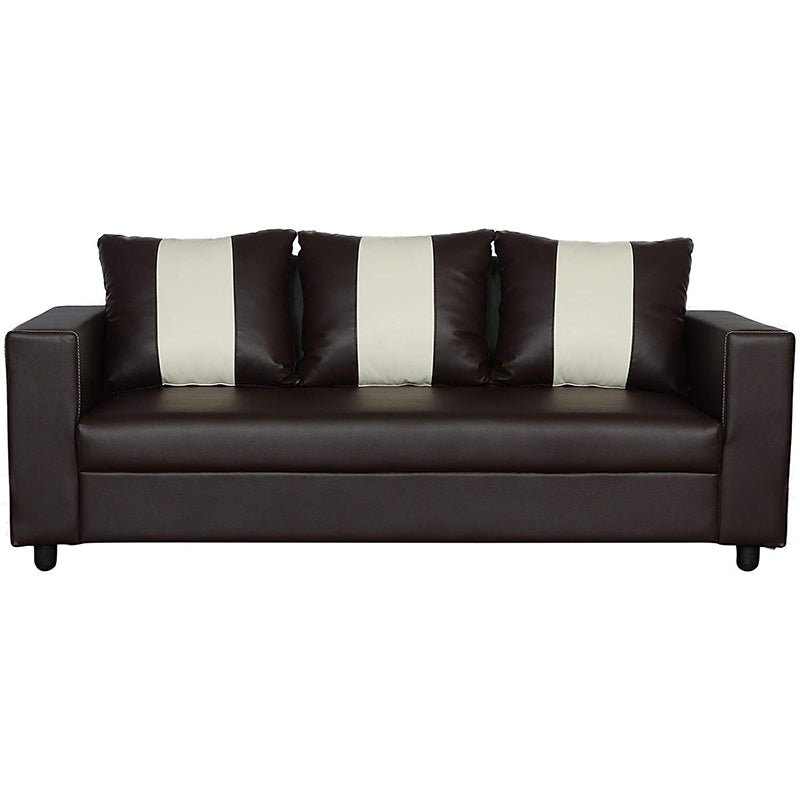 Torque India Marley Leatherette 3 Seater Sofa (Brown) - TorqueIndia