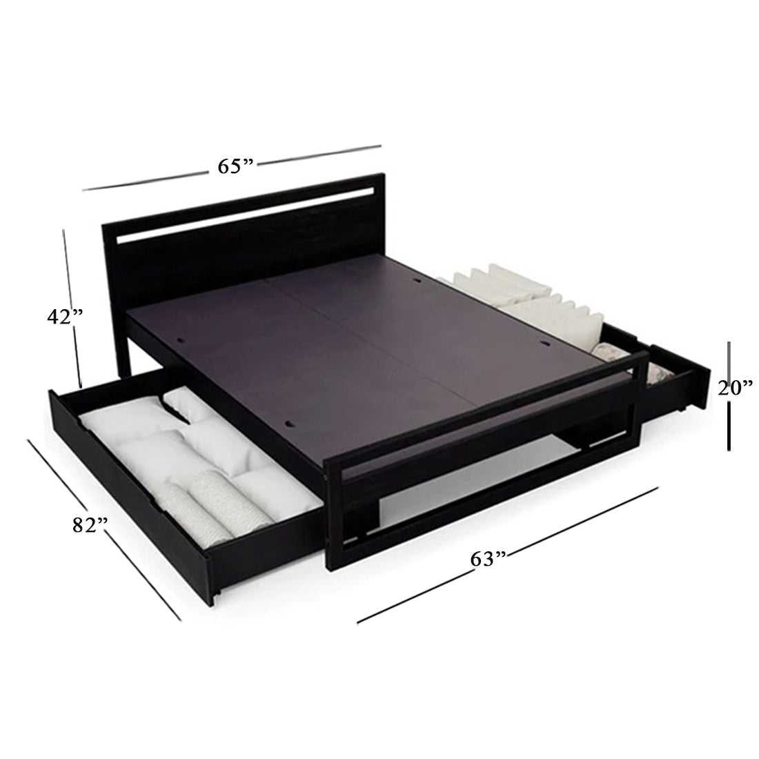 Torque India Mathew Queen Size Bed With Drawer Storage For Bedroom - Torque India