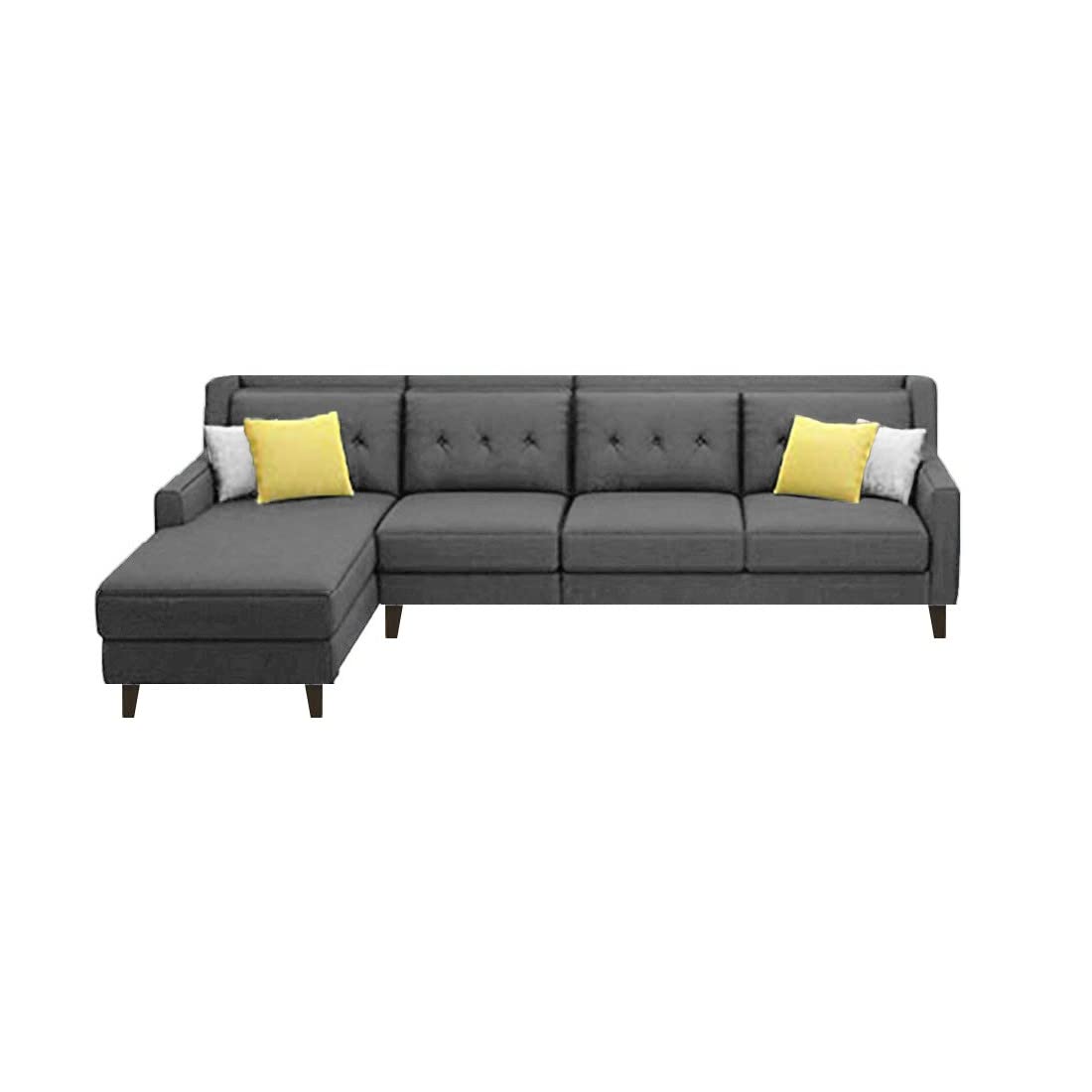 Torque India Milner L Shape 6 Seater Fabric Sofa with Ottoman For Living Room - Torque India