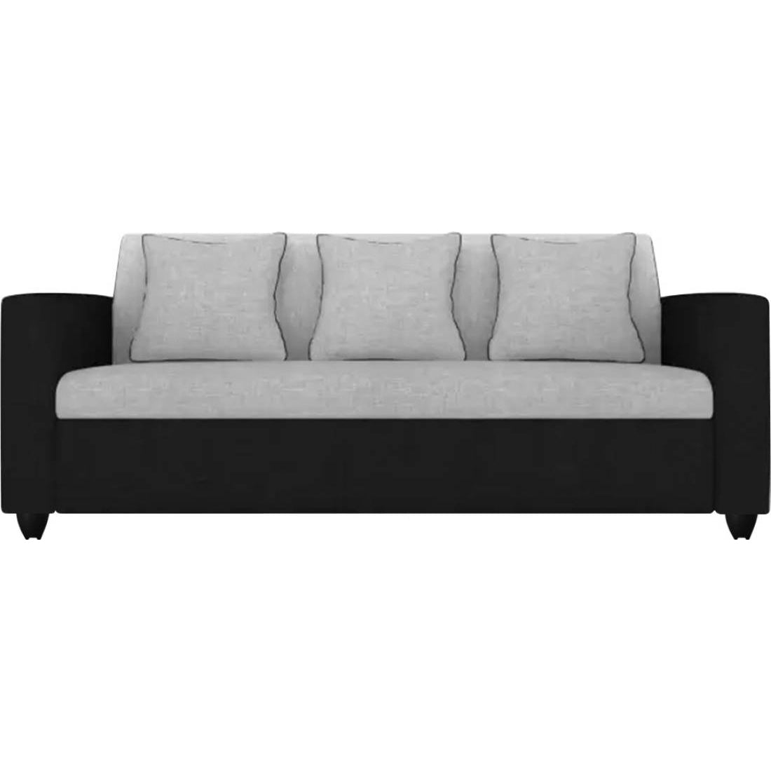 Torque India Robin 3 Seater Fabric Sofa With Cushion (Grey - Black) - TorqueIndia
