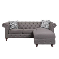 Torque India Sage Solid Wood 3 Seater Fabric Chesterfield Sofa With Ottoman - Torque India