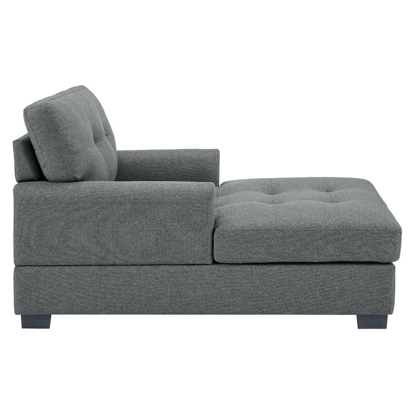 Torque India Smithy Tufted Recessed Arms Chaise Longue Sofa Couch Sofa Armchair Chaise Relax Lounger - Grey - TorqueIndia