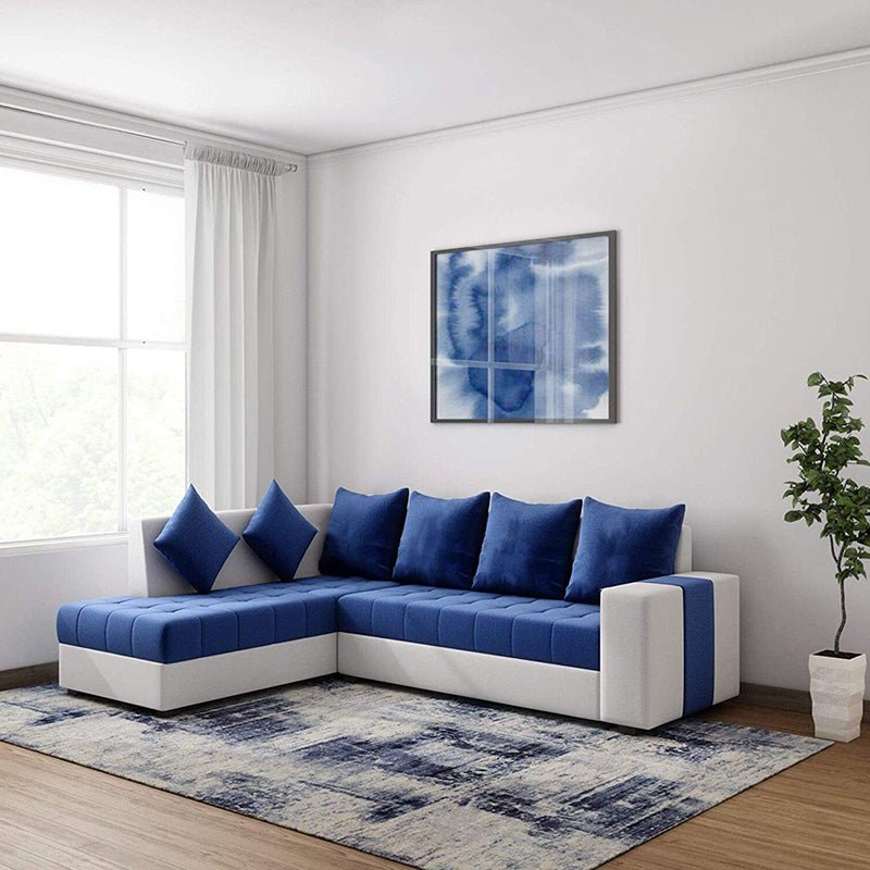 Torque India Steffan 6 Seater L Shape Corner Fabric Sofa for Living Room - TorqueIndia