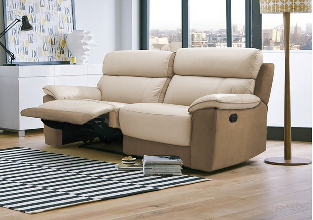 Torque India Styfan 2 Seater Leather Manual Recliner For Living Room And Bedroom - Torque India