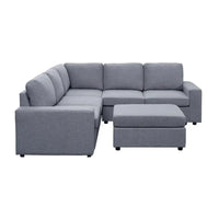 Torque India Sweden 6 Seater Sofa for Living Room (Grey) - Torque India