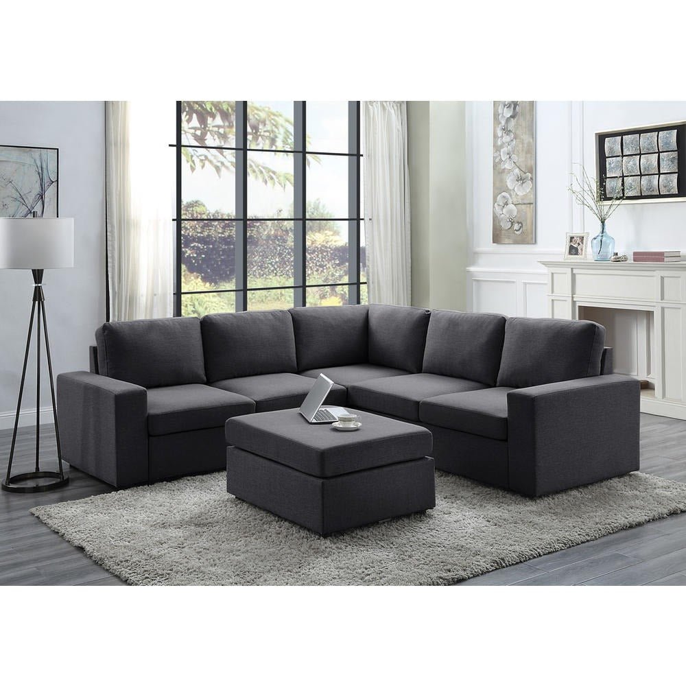 Torque India Sweden 6 Seater Sofa for Living Room (Grey) - Torque India