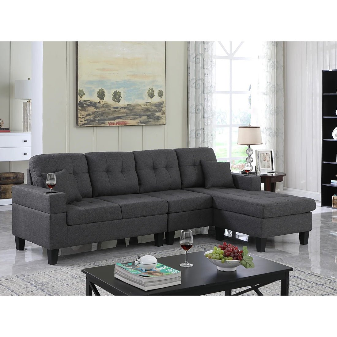 Torque - Madelyn 6 Seater Interchangeable L Shape Fabric Sofa For Living Room | Bedroom | Office - Torque India