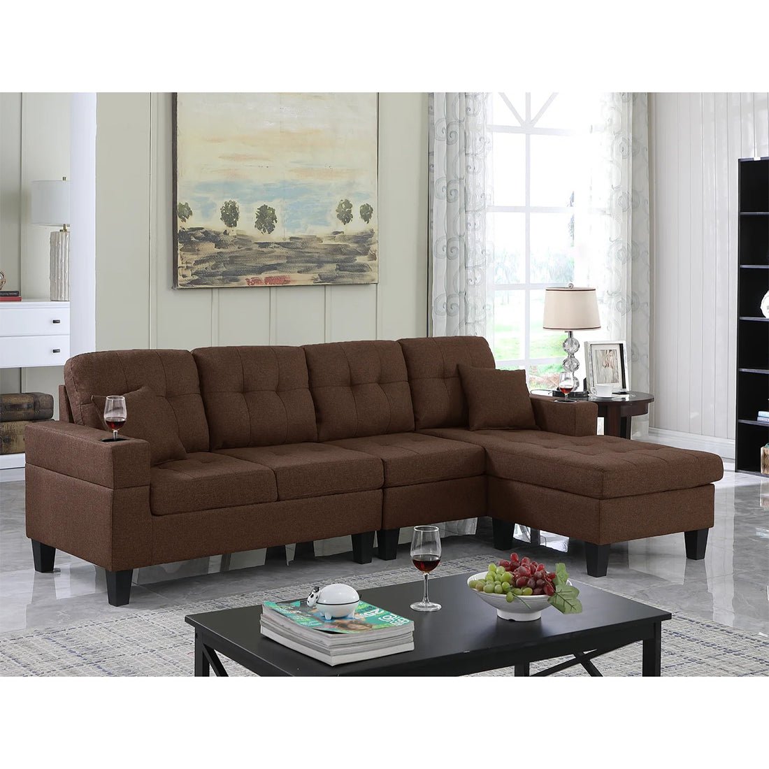Torque - Madelyn 6 Seater Interchangeable L Shape Fabric Sofa For Living Room | Bedroom | Office - Torque India