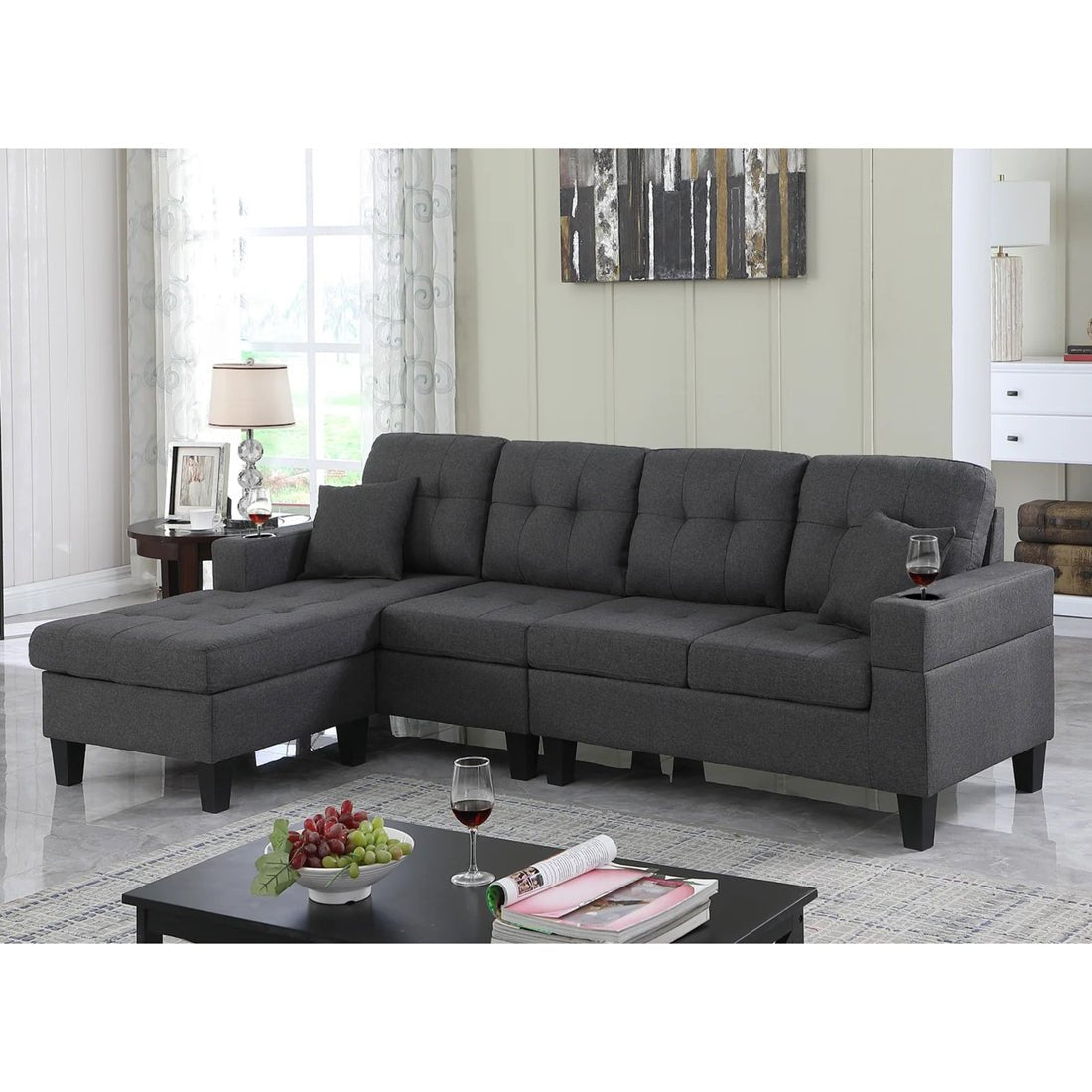 Torque - Madelyn 6 Seater Interchangeable L Shape Fabric Sofa For Living Room | Bedroom | Office - Torque India