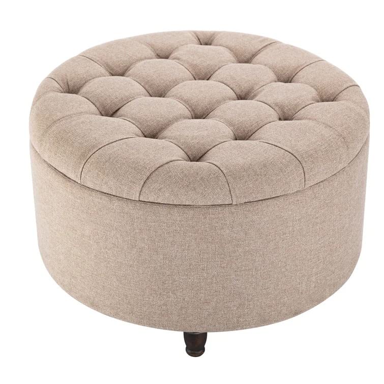 Tracy Round Shape Fabric Ottoman Pouffe Puffy - Torque India