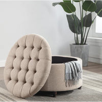 Tracy Round Shape Fabric Ottoman Pouffe Puffy - Torque India