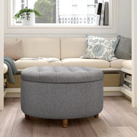 Tracy Round Shape Fabric Ottoman Pouffe Puffy - Torque India