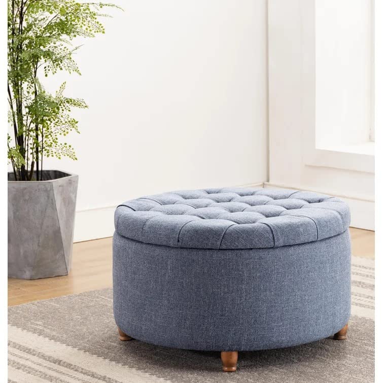 Tracy Round Shape Fabric Ottoman Pouffe Puffy - Torque India