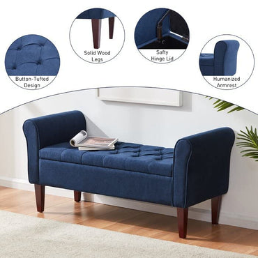 Victoria 2 Seater Fabric Storage Ottoman Bench Sette Pouffe Puffy for Foot Rest - Torque India