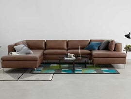 Walter L Shape 7 Seater Fabric Sofa Set For Living Room - Torque India