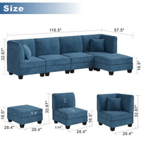 Walter Modular 5 Seater Fabric Sofa For Living Room - Torque India
