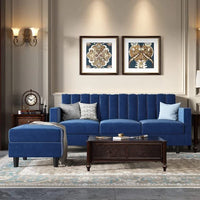 Zia L Shape 3 Seater Reversible Sofa with Ottoman for Living Room - Torque India